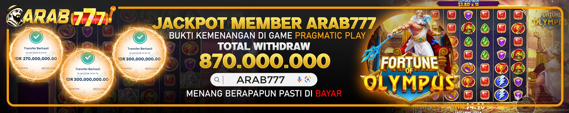 JACKPOT MEMBER ARAB777 PRAGMATIC PLAY